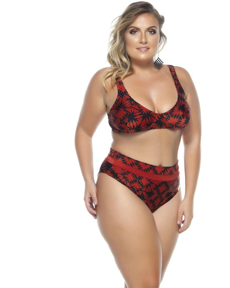 Front of a model wearing a size 16 Bottom Sunkini In 2 Colors in Orange by Lehona. | dia_product_style_image_id:267443